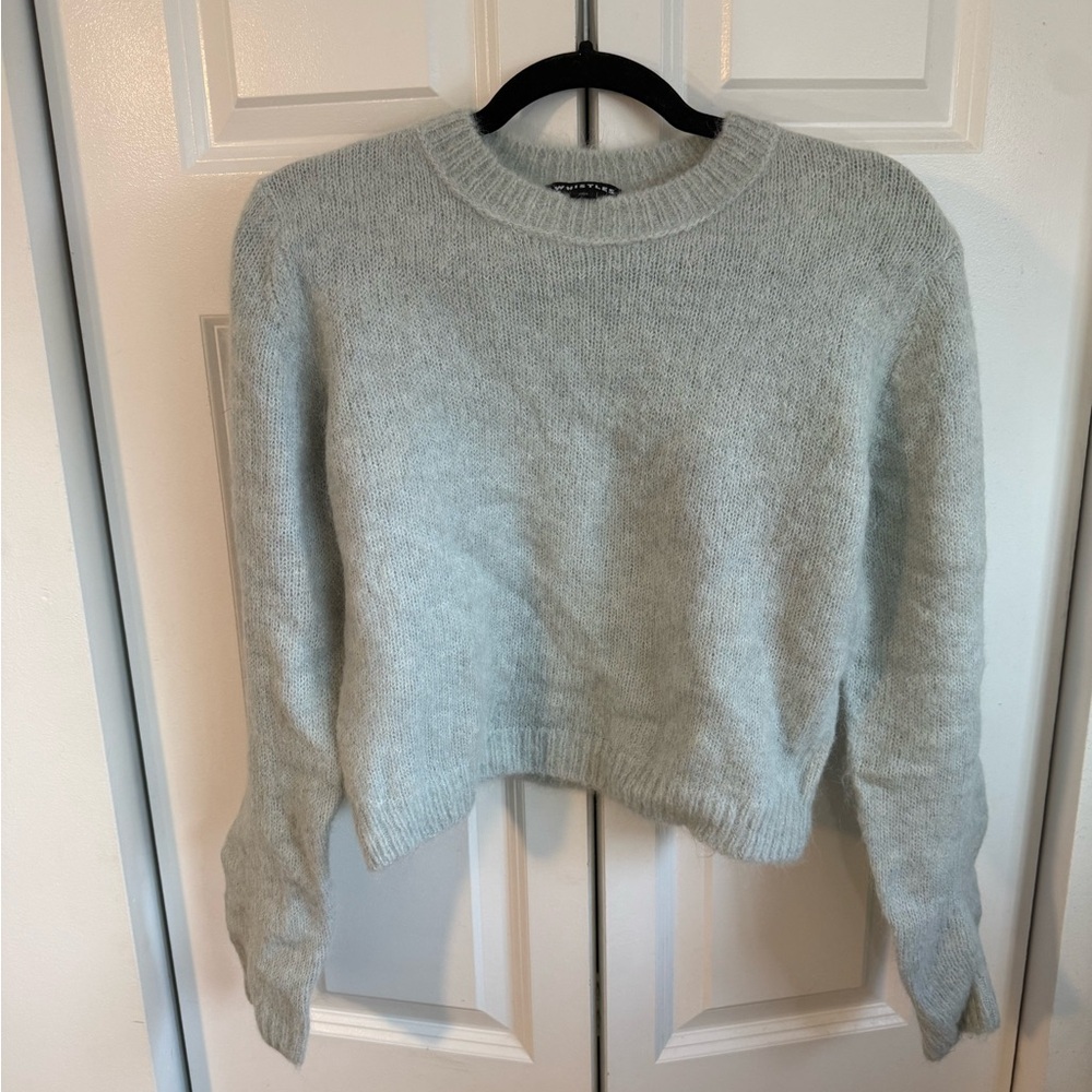 Whistles Soft Blue Alpaca Crew Neck Sweater